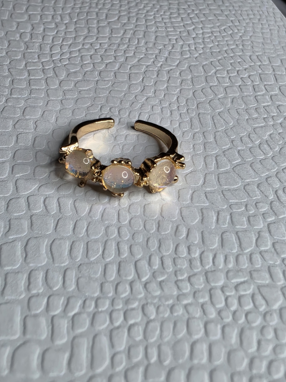 Gold Opal Triple Stone Adjustable Ring